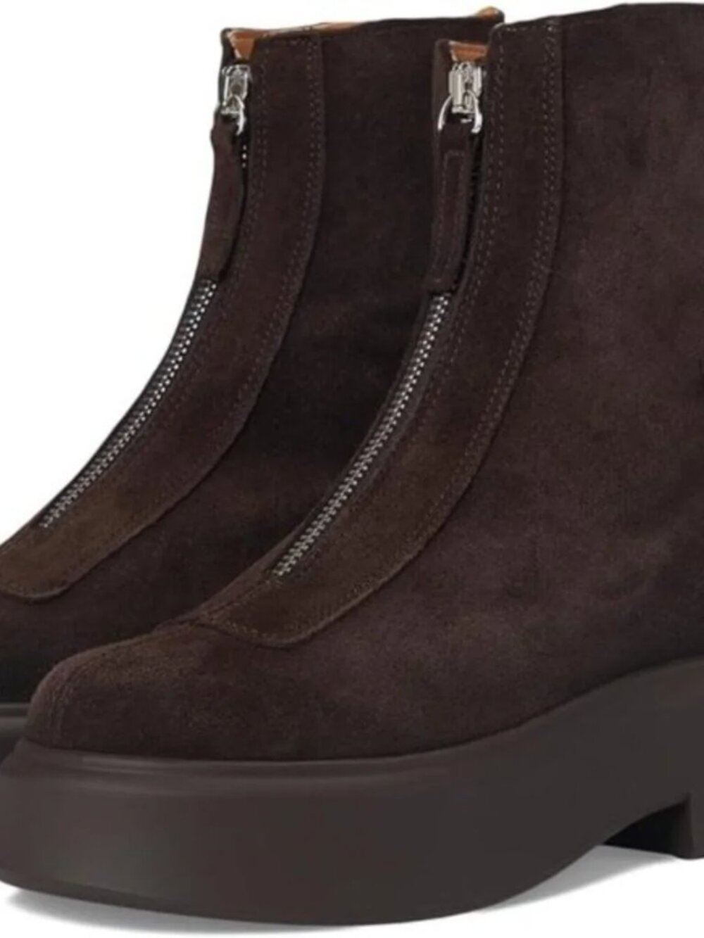 Steve Madden Womens Jones Brown Suede Front Zip Ankle Boots Sz:10